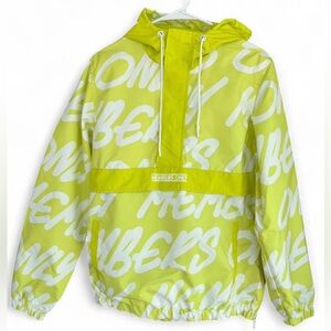 Unisex Members Only Translucent Graphic‎ Print Popover Windbreaker Jacket Small